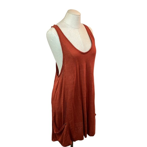 Eileen Fisher A-Line Dress Sleeveless Linen Tank Womens Large Rust Orange - Picture 5 of 9